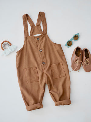 Penny Linen Overalls | Caramel