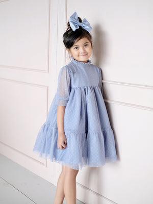 Bertha Tutu Dress | Set with Bow in Baby Blue